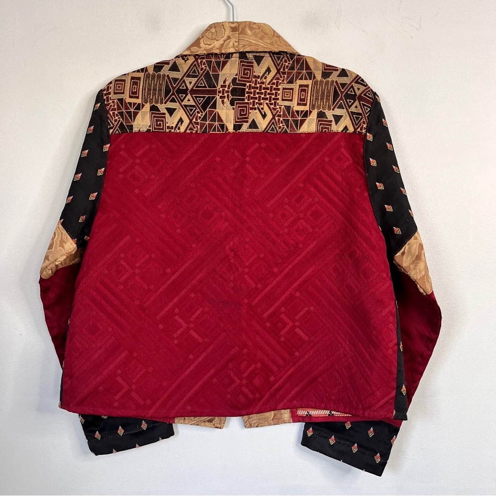 Sandy Starkman Boho Patchwork Tapestry Coat Mixed Media Women' Medium - Picture 6 of 8